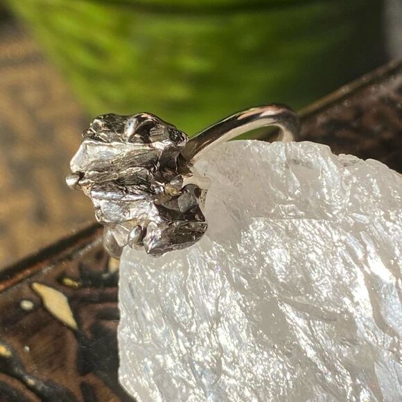 Meteorite Campo Del Cielo Solid Sterling Silver Ring Size 6.5 - Picture 7 of 11